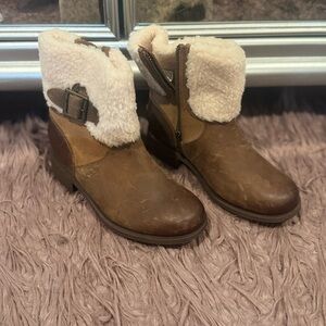 UGG Brown and Cream Shearling Boots